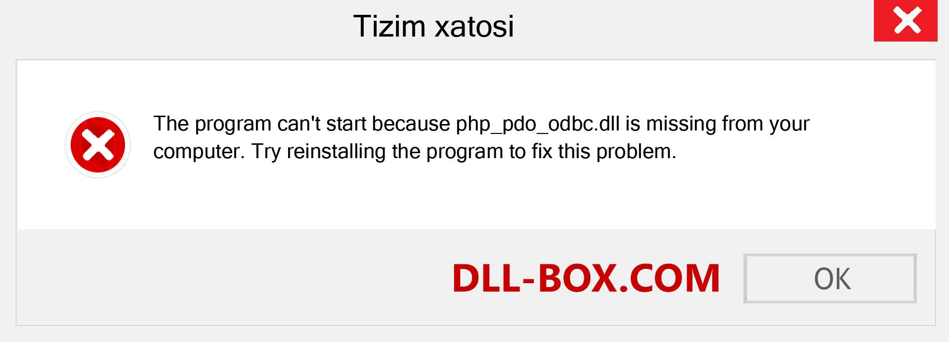 php_pdo_odbc.dll fayli yo'qolganmi?. Windows 7, 8, 10 uchun yuklab olish - Windowsda php_pdo_odbc dll etishmayotgan xatoni tuzating, rasmlar, rasmlar
